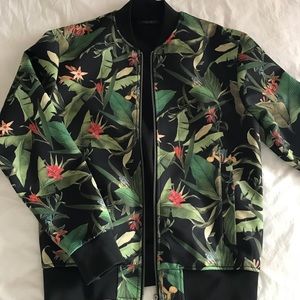 ZARA Men’s Multicolor Leaf Print Bomber Jacket